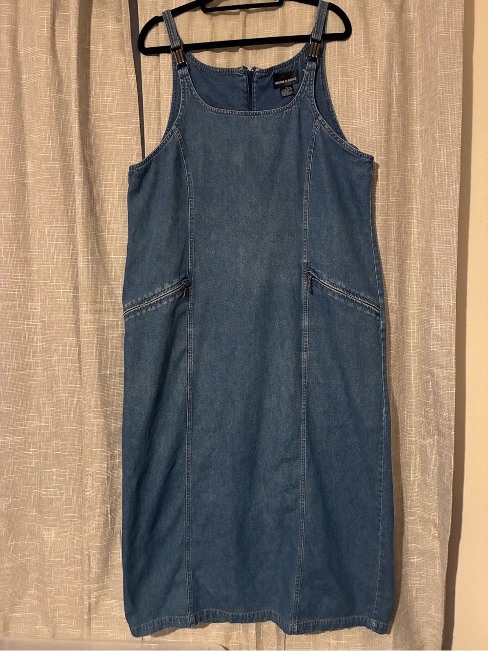Vintage 90s Boston Classics Denim Maxi Jumper Dress Size 14